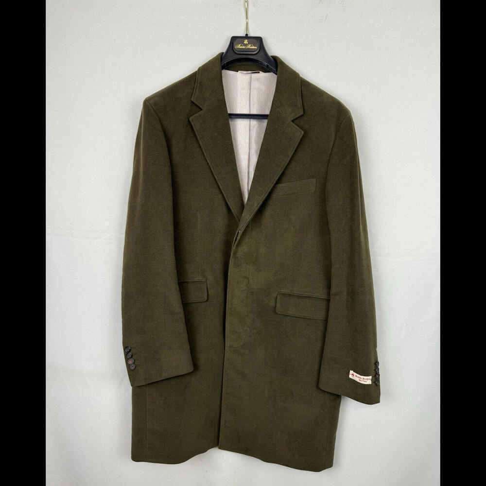 Brooks Brothers Red Fleece Cotton Overcoat Green Brown Size 44 R US